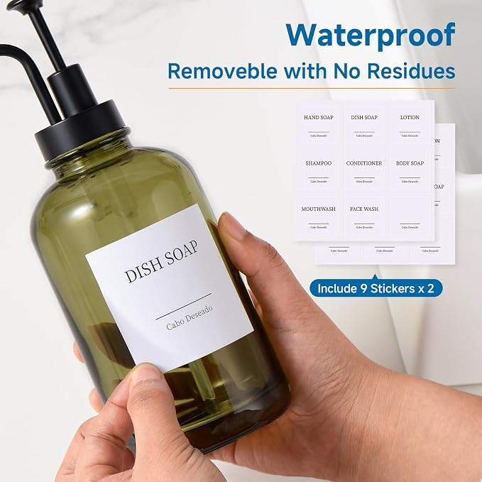 Glass Soap Dispenser with Pump, Dish and Hand Soap Dispenser - Image 5
