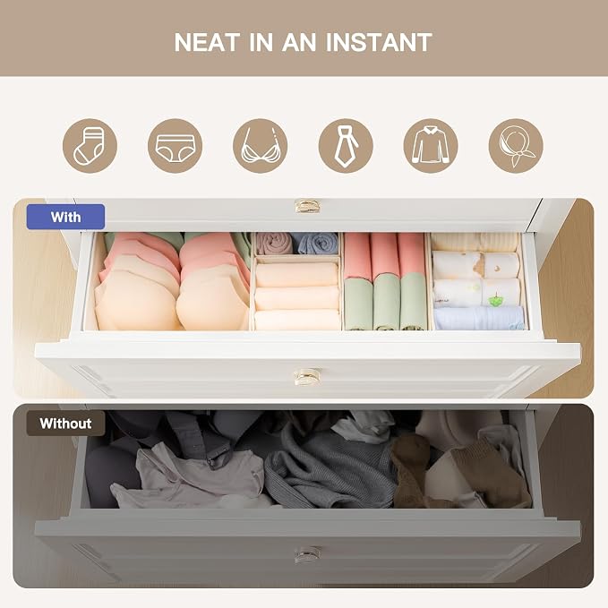 Criusia Drawer Organizer Clothes, 10 Pack Dresser Organizer - Image 3