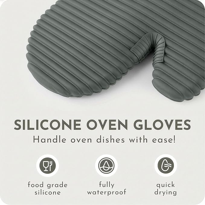 Extra Long Silicone Oven Mitts and Pot Holders Sets | Heat Resistant 500°F - Image 8