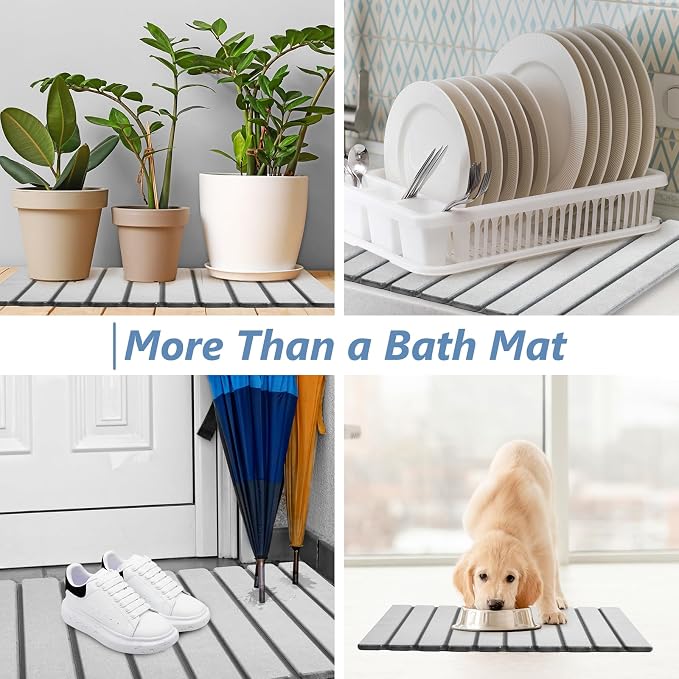 AWW Foldable Stone Bath Mat, Quick Dry Diatomaceous Earth Bath Mat - Image 7