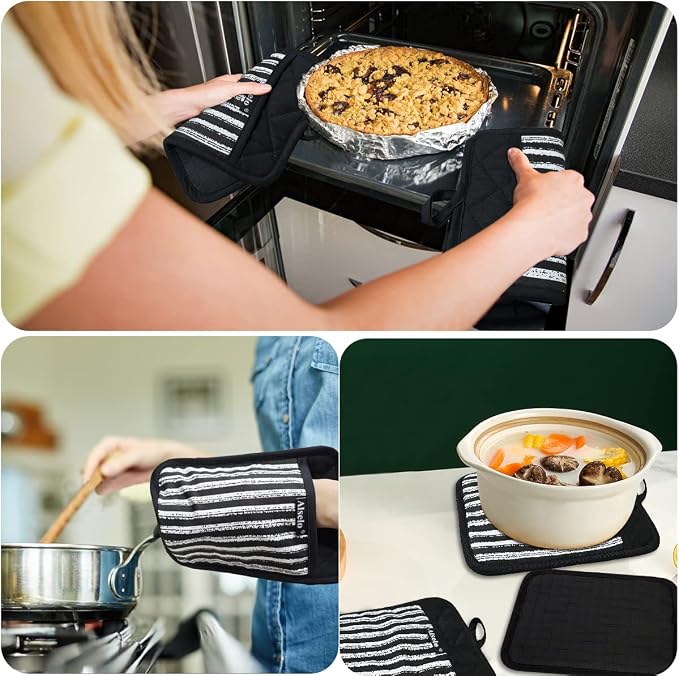 Alselo Silicone Pot Holders Set of 3 Heat Resistant & Non Slip Potholders - Image 5