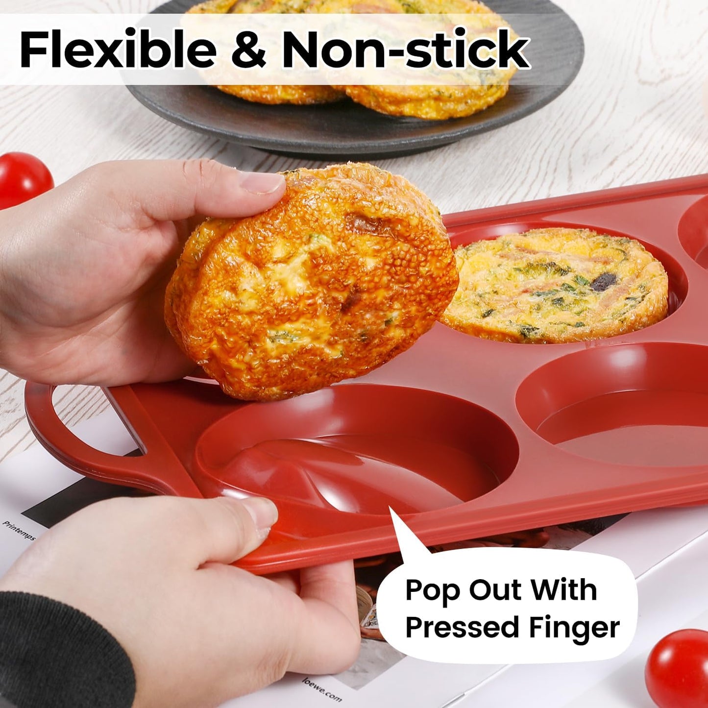 CAKETIME Muffin Top Pan Non Stick,4 Inch Metal Frame Round Egg Baking Pan for Oven English Muffins, Whoopie Pies, Corn Bread, Egg Bites, Breakfast Sandwiches Tarts Brown