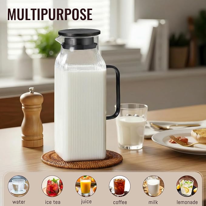 2 Liter/68 oz Square Glass Pitcher - Image 3
