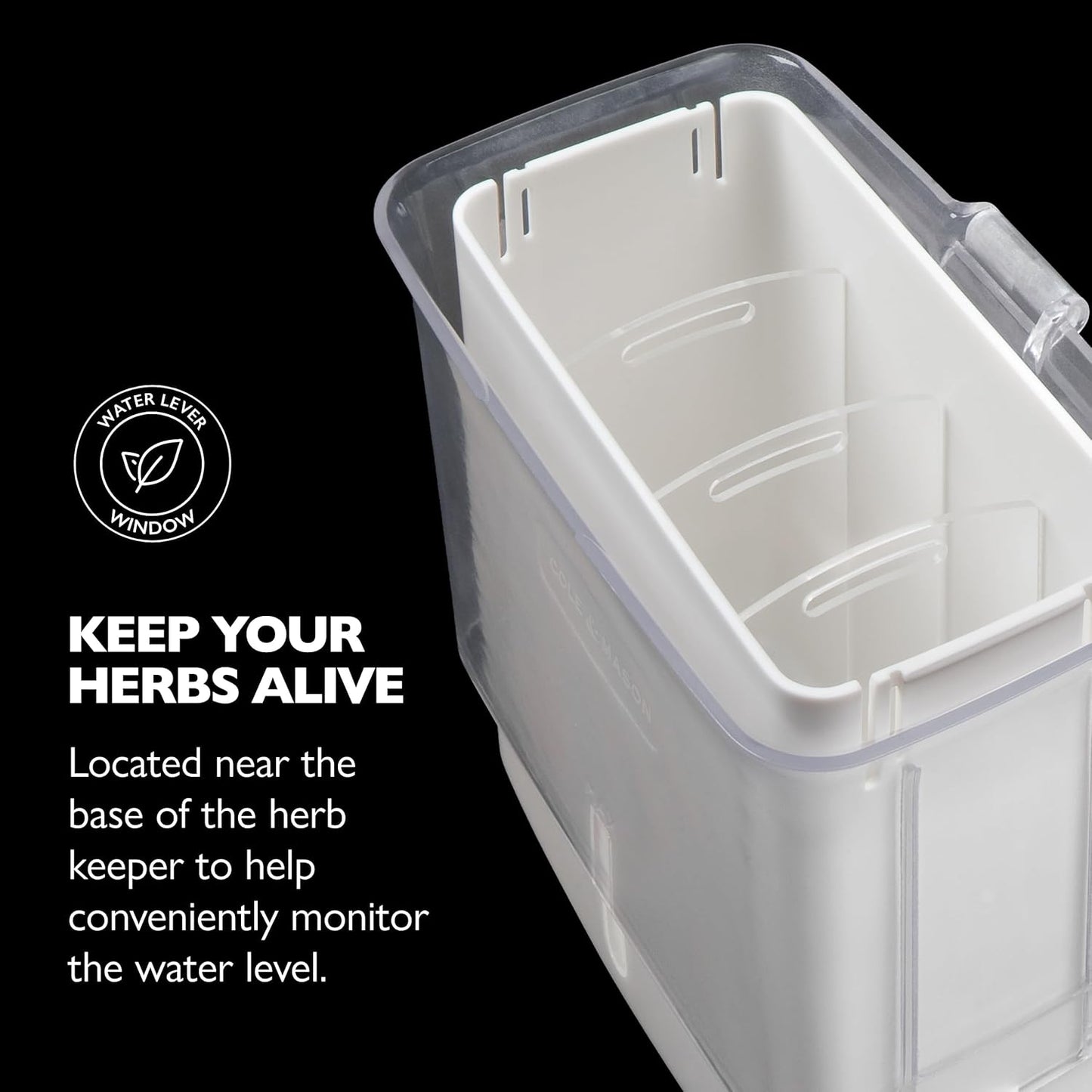 Cole & Mason Fresh Herb Keeper - Acrylic Storage Container for Refrigerator - Storage for Herbs & Vegetables for Fridge - Fresh Herb Keeper