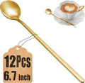 12 Pcs Coffee Spoons Set, 6.7" Gold Tea Spoons Long Handle, Stainless Steel by MUTNITT