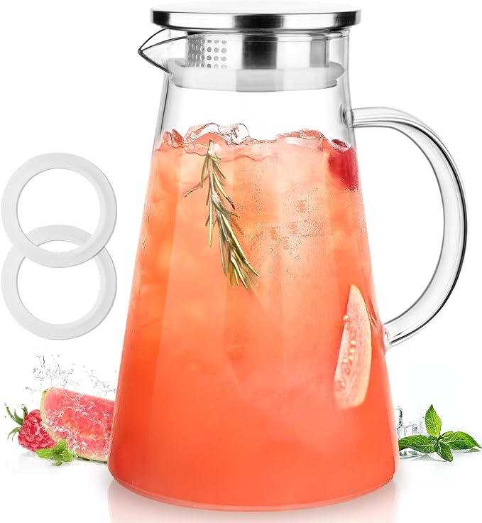 LUNA&MANTHA Glass Pitcher, 2 Liter 68oz Water Pitcher by LUNAMANTHA