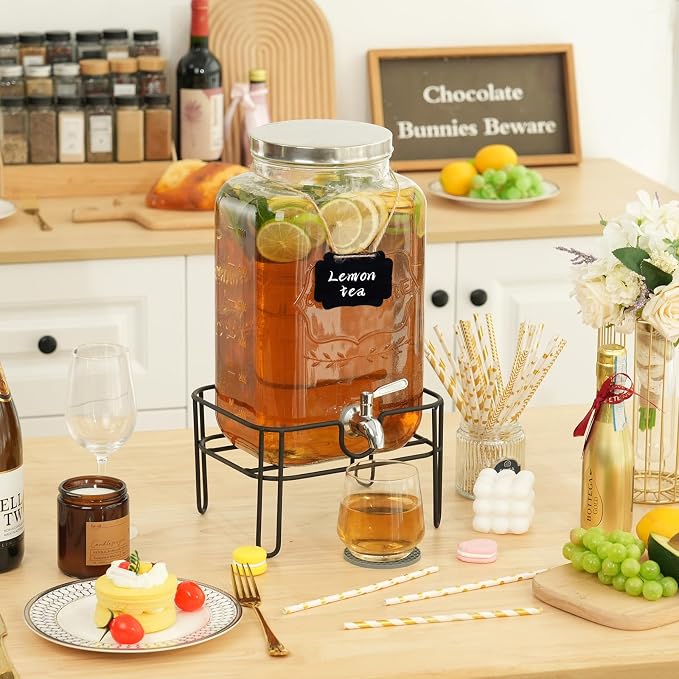 Bululuo Glass Drinks Dispenser for Parties, 2 Gallon Beverage Dispenser - Image 8