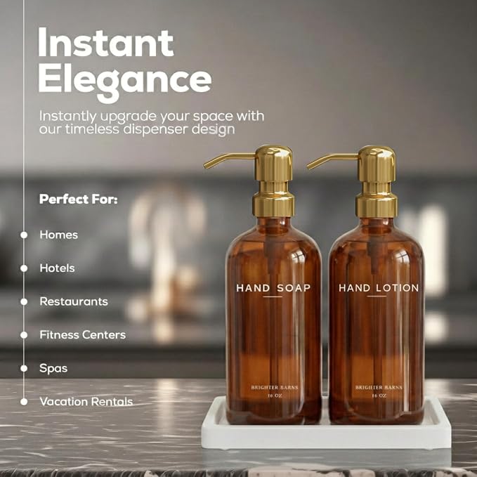 Luxury Glass Soap and Lotion Dispenser Set - Image 2