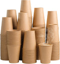 300 Pack 12 oz Kraft Paper Cups, Unbleached Disposable Paper Coffee Cups, Thickened Hot/Cold Beverage Drinking Cup for Party, Home, Cafes, Bistros, Businesses (Brown)