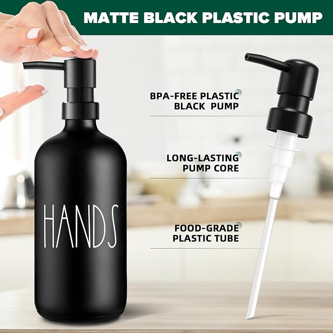 VIMERPA Hand Soap Dispenser, Matte Black Soap Dispenser - Image 3