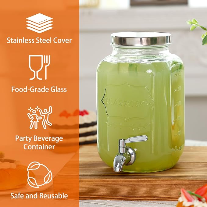 Moretoes 1 Gallon Glass Drinks Dispenser - Image 3