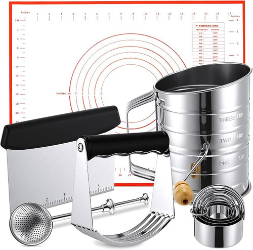 10 Pcs Stainless Steel Pastry Biscuit Cutter Set Include 3 Cup Flour Sifter by Unknown