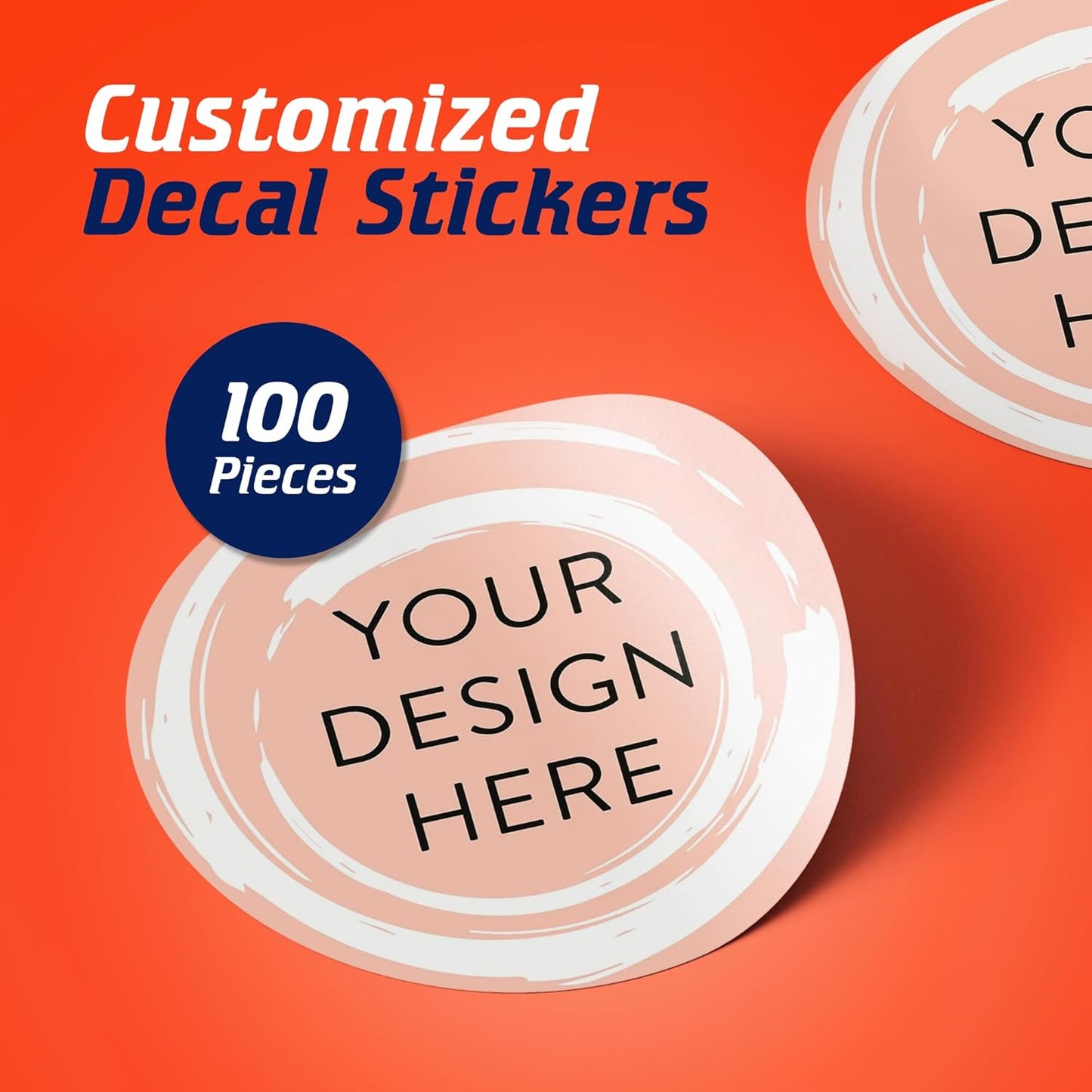100 Custom Vinyl Stickers - Upload Your own Image, Text, Design, Logo - Personalized Logo Labels for Handmade, Packaging, Bottle, Jars, Candle, Brand Stickers (Peach, 5x5)