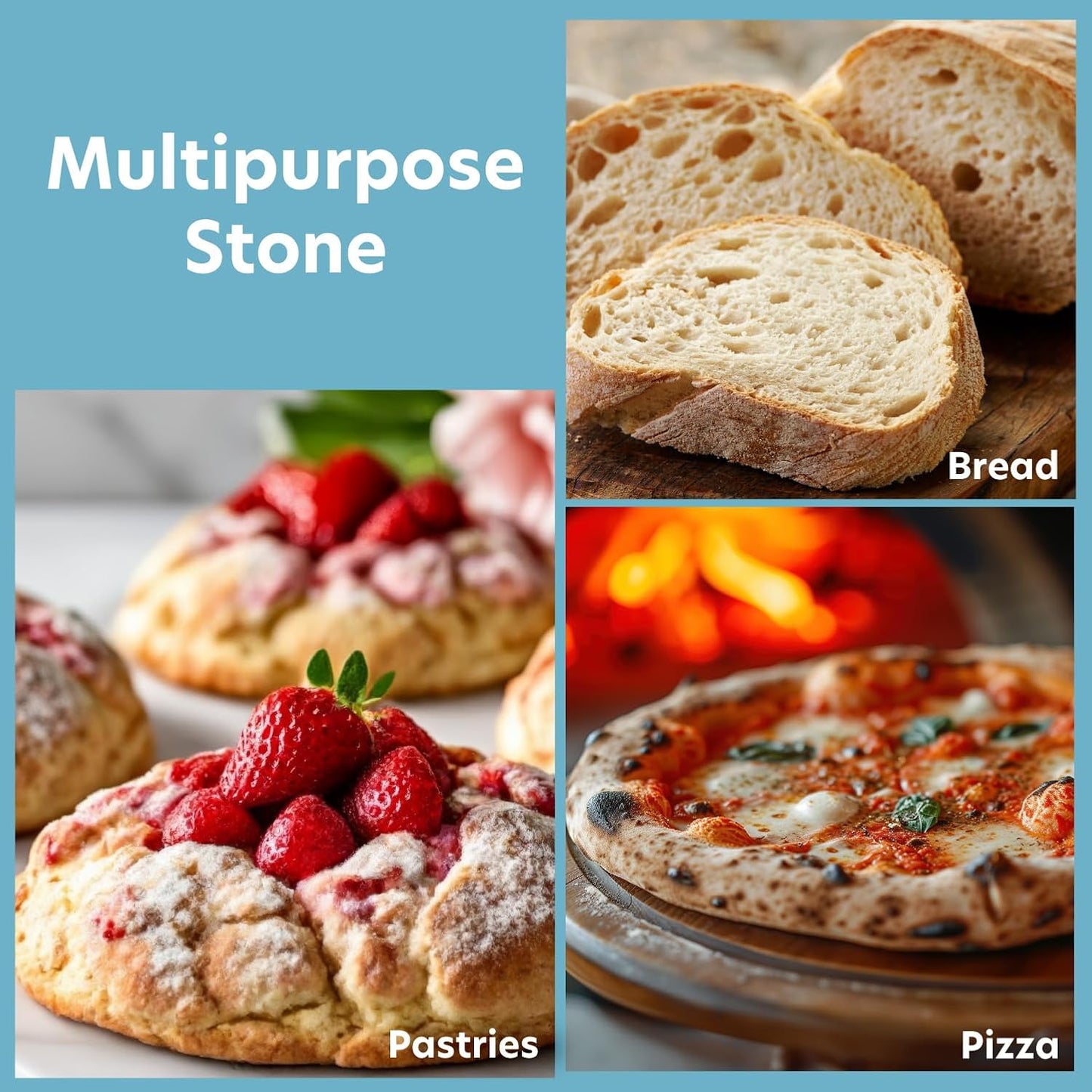 Pizza Stone for Oven, Grill, BBQ - Round 5/8 Inch Extra Thick Baking Stone w/Safe & Even Heating - XL 16.5" Pan for Crispy Crust, Made of Heavy Duty Cordierite can Withstand 550+ Degrees Fahrenheit