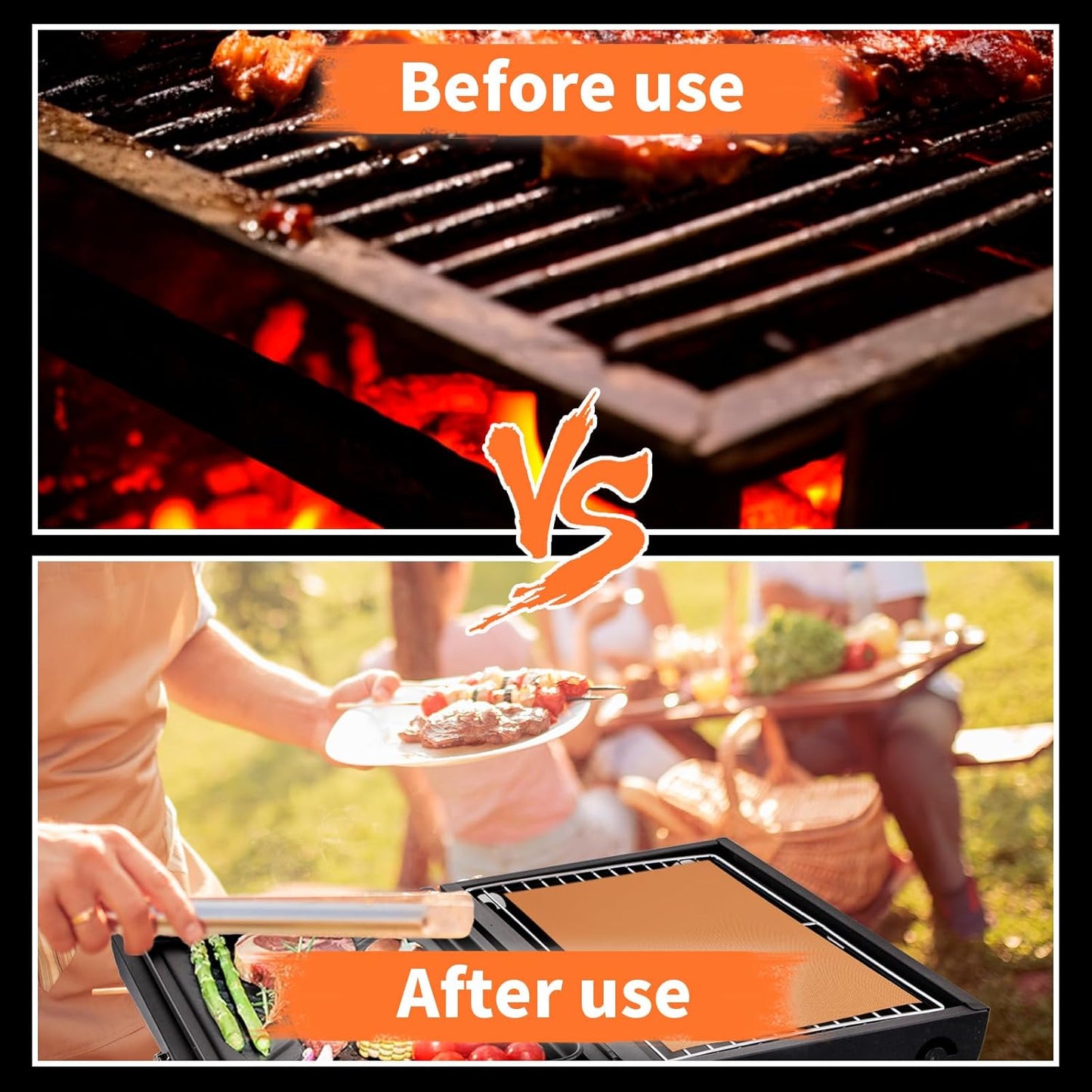 WIBIMEN Grill Mats for Outdoor Grill, Copper 7pcs Grill Mat, 100% Non-Stick PFOA Free 15.75 x 13", Heavy Duty, Reusable and Easy to Clean - Gas Charcoal & Electric BBQ