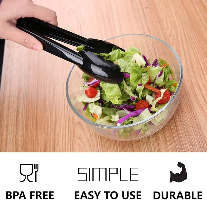 Plastic Tongs for Kitchen, Disposable Utensils Set, 12 Pieces, 9 Inch Heavy - Image 5