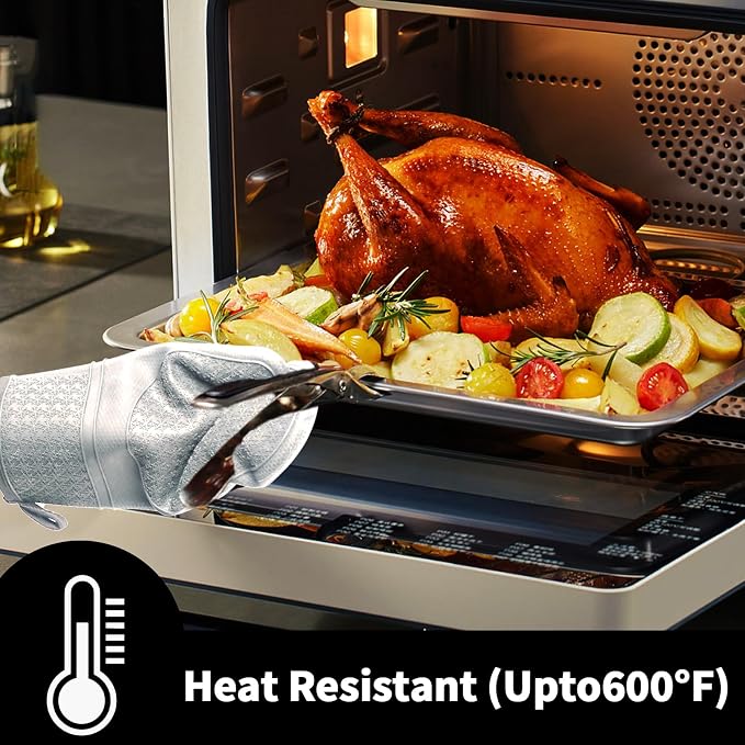Hovico Silicone Oven Mitts, Heat Resistant 500F Kitchen Mitts 2PCS, 11.6" - Image 5