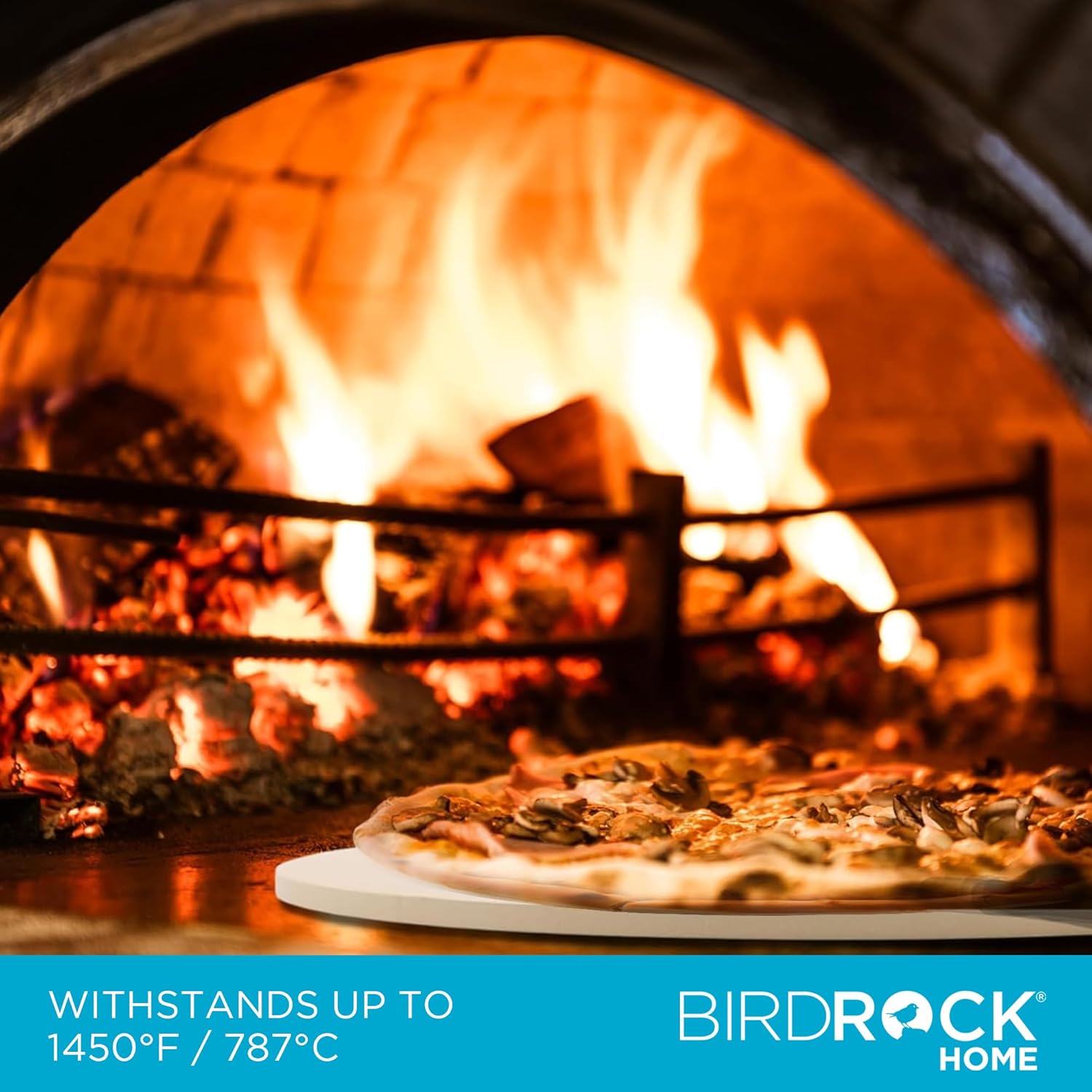 BIRDROCK HOME Pizza Stone for Oven and Grill | 16" Cordierite Baking Stone for Cooking, Bread, Pie, BBQ | Indoor - Outdoor | Grill, Smoker, Toaster Use | Ceramic Sheet for Crispy Crust (Round)