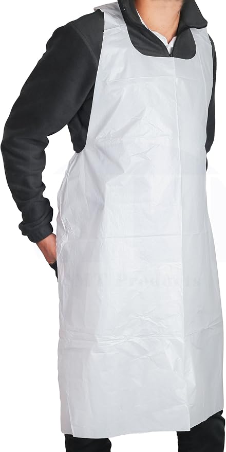 MT Products 2 Mil White Disposable Poly Aprons 46"x28" by MTProducts