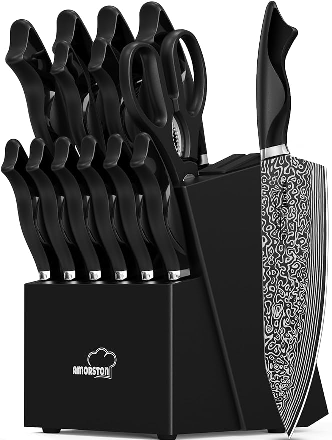 Knife Set, 15 Pieces Kitchen Knife Set by Amorston