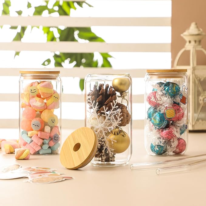 NETANY 20 Pack Glass Cups with Lids and Straws 16 oz, Personalized Customizable - Image 3