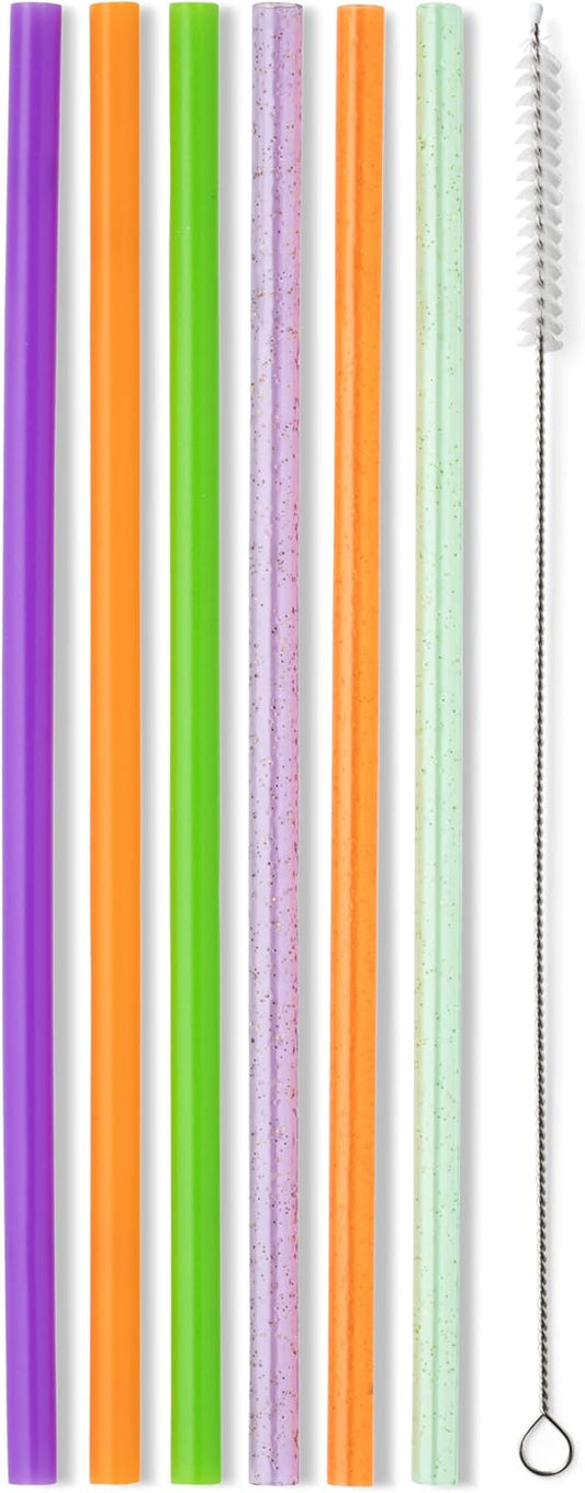 Swig Life Reusable Straws Halloween Glitter Tall Straw Set & Cleaning Brush, Each Straw is 10.25 inch Long (Fits Swig Life 20oz Tumblers, 22oz, and 32oz Tumblers)