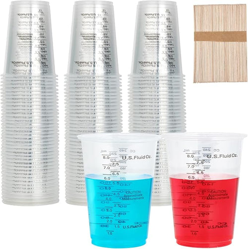 100 PACK Plastic Measuring Cups, 10 oz Disposable Mixing Cups by Lilymicky