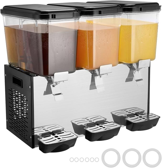 VEVOR Commercial Beverage Dispenser, 3 Tanks 18 L / 19 QT Per Tank Juice - Image 9
