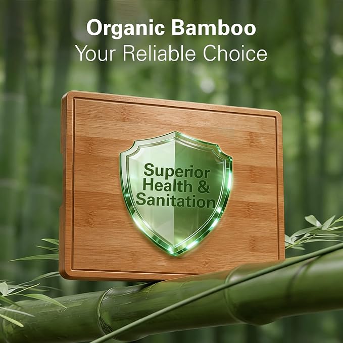Zarler Bamboo Cutting Boards for Kitchen, Durable Wood Cutting Board - Image 3