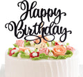 Happy Birthday Cake Toppers 9 Inch Glitter Happy Birthday Cake Pick for Birthday Anniversary Theme Party Cake Decorations Supplies - Black
