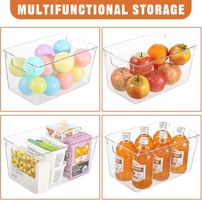 Freebat 12 Pack Large Clear Plastic Storage Bins, Plastic Containers - Image 3