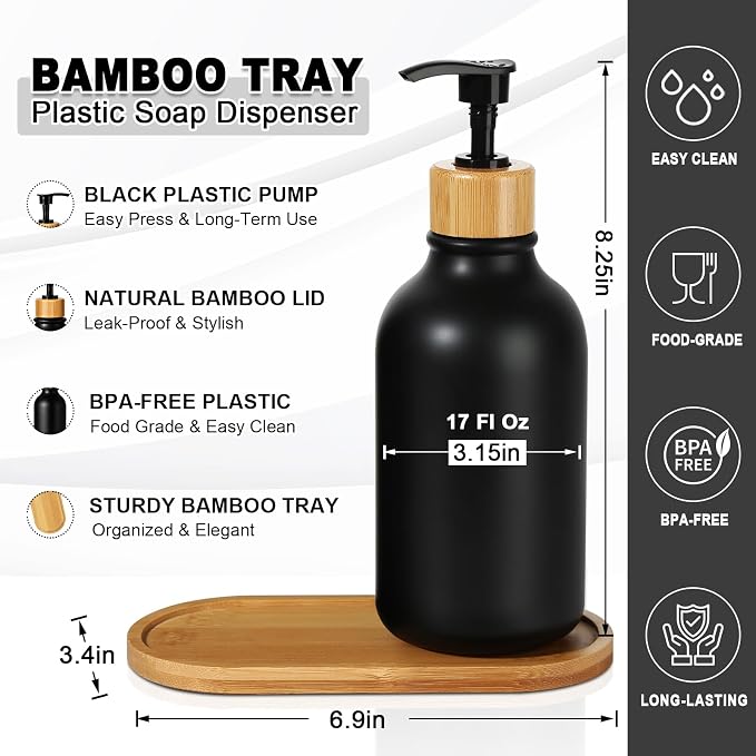 KASUNTING Hand and Dish Soap Dispenser Set, Plastic Kitchen Soap Dispenser Set - Image 3