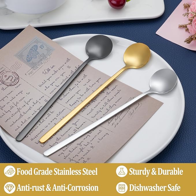 12 Pcs Teaspoons Set, 6.7 Inch Tea Spoons Long Handle, Small Teaspoons - Image 3