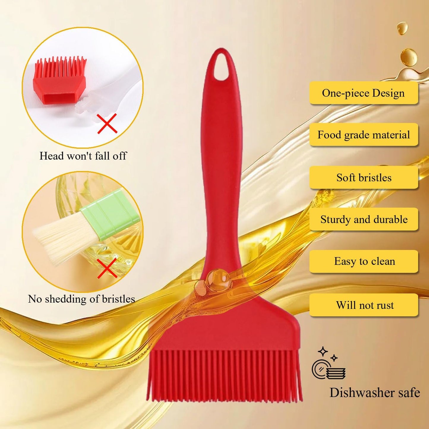 Large Silicone Basting Pastry Brush, Limso 2 PCS Heat Resistant Food Brush, Cooking Brush Suitable for BBQ Grill and Baking, Dishwasher Safe (2 Colors)