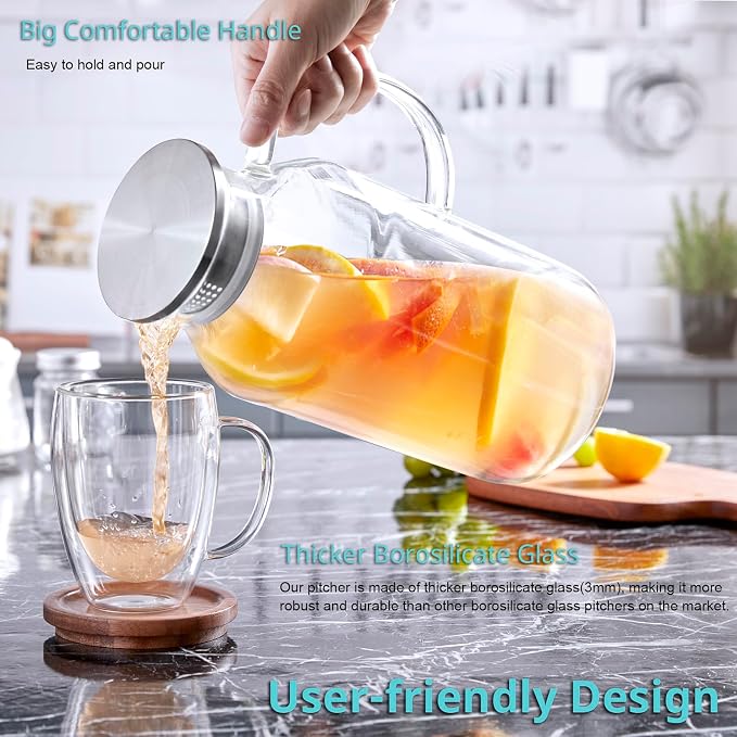 Bivvclaz 2.6 Liter 88 oz Glass Pitcher - Image 3