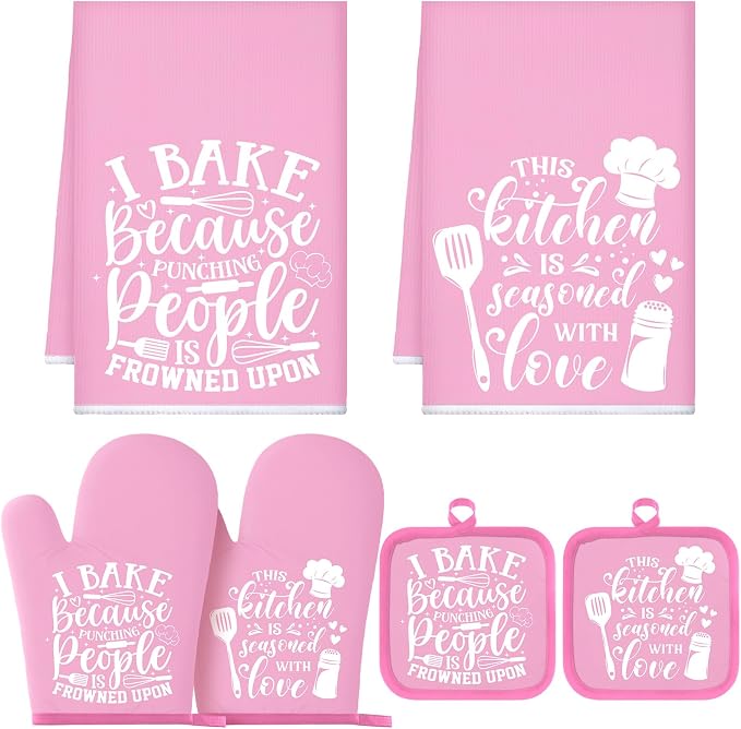Sratte 6 Pcs Kitchen Decor Accessories Set Farmhouse Towels Pot Holders Oven by Sratte