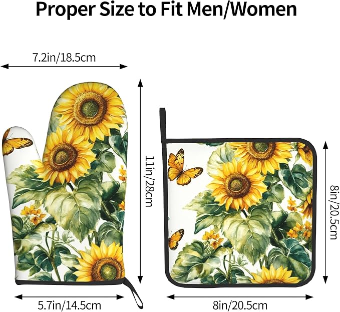 Sunflower Oven Mitts and Pot Holders Spring Summer Kitchen Accessories Set of 2 - Image 3