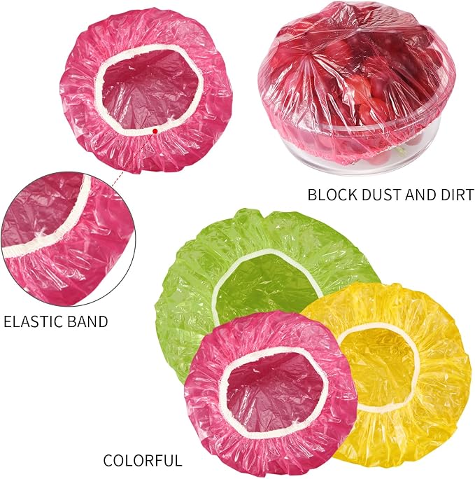 Boao 120 Pieces Reusable Elastic Food Bowl Storage Covers 3 Size Colorful Bowl - Image 4