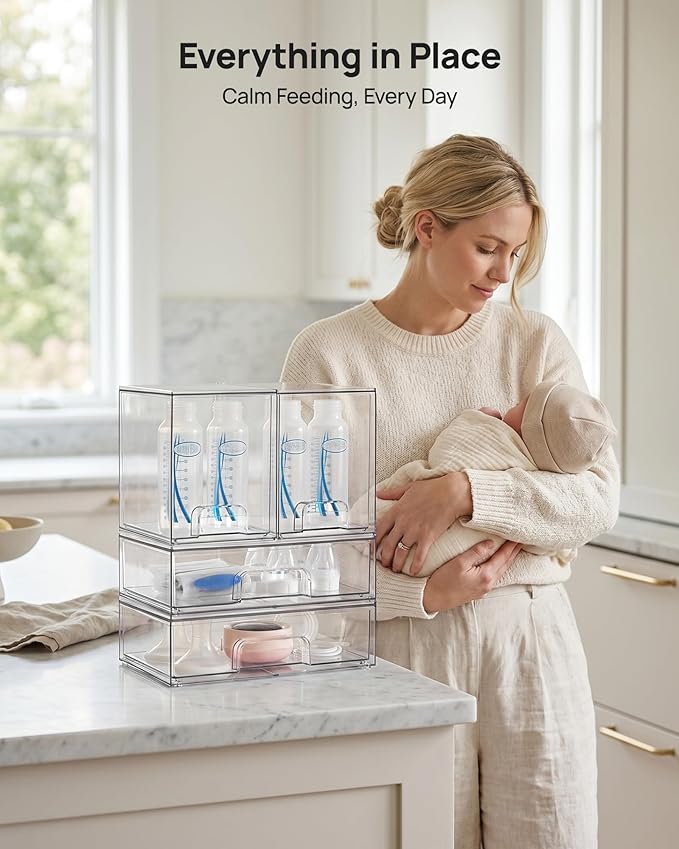 Vtopmart Clear Stackable Storage Drawers Set of 4, Plastic Organizer Bins - Image 5