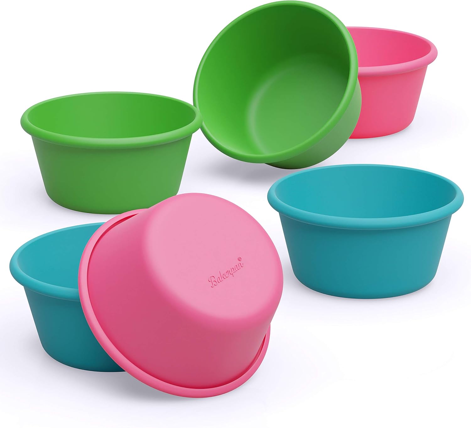 Bakerpan Silicone Jumbo Muffin Cups For Baking, Smooth Large Air Fryer Muffin Cups, 3 1/2 Inch Muffin Baking Cups, Jumbo Cupcake Liners - Set of 6