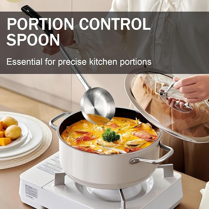 6 Ounce Solid Stainless Steel Portion Control Ladle Spoon - Image 6