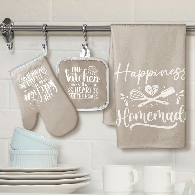 Sratte 6 Pcs Kitchen Decor Accessories Set Farmhouse Towels Pot Holders Oven - Image 2