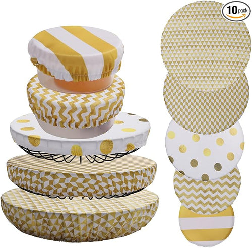 10Pcs Reusable Bowl Covers In 5 Size, Stretch Cloth Fabric Dish Cover Kitchen by CGFOXUO