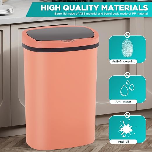 PayLessHere | 13 Gallon Plastic Trash Can | Pink | Automatic Touchless Lid - Image 4