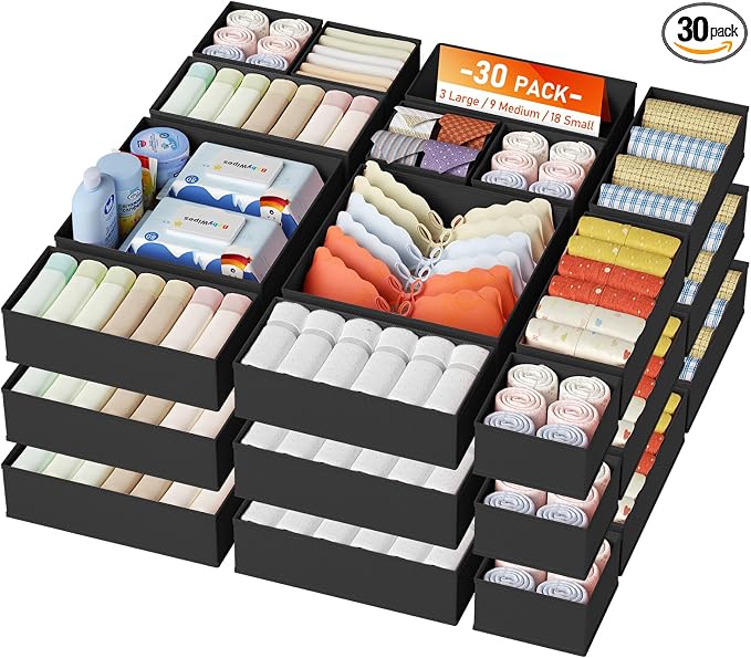 DIMJ Drawer Organizer Clothes, 30 Pack Dresser Organizer, Foldable Closet by DiMJ