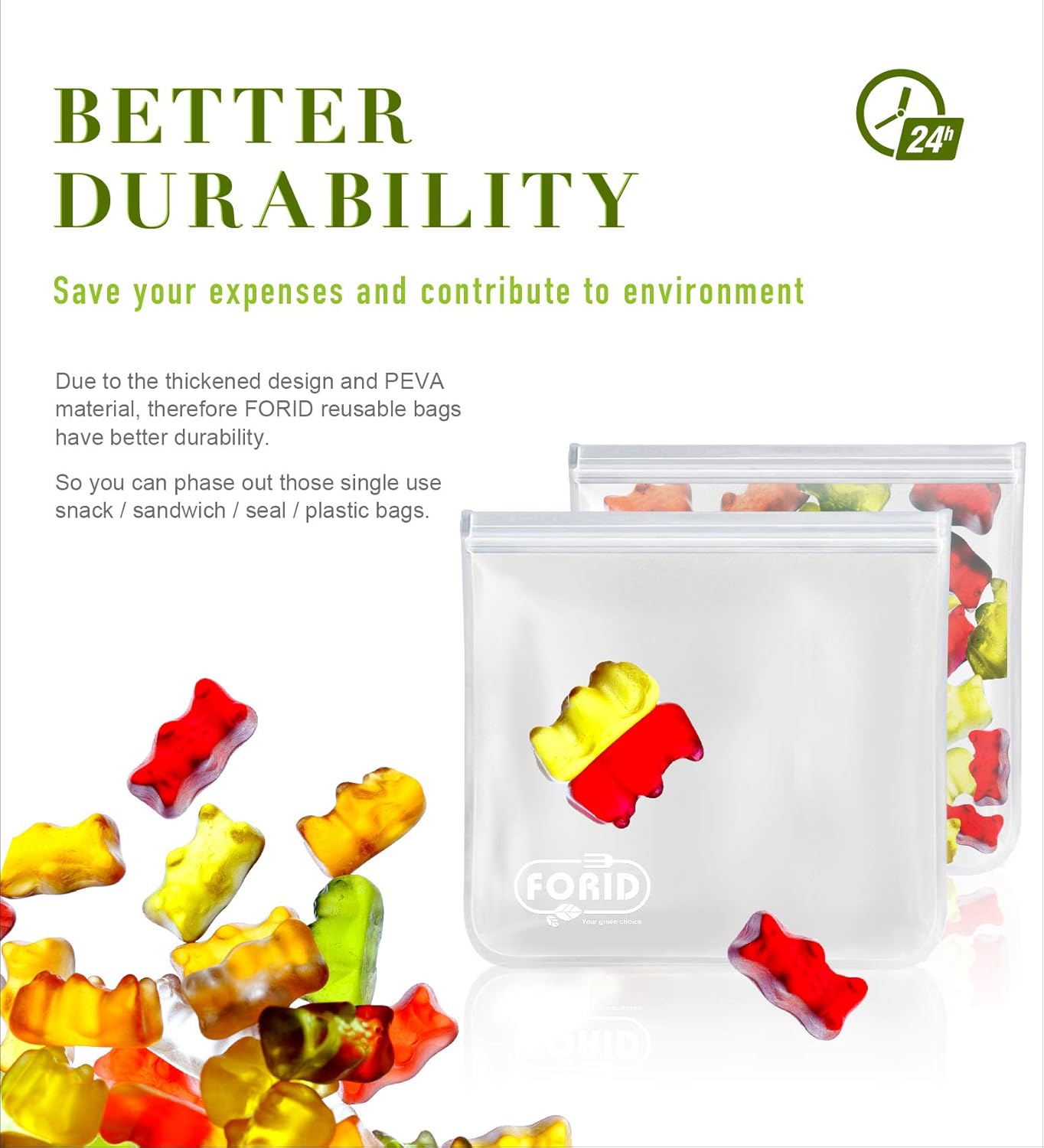 FORID Reusable Gallon Freezer Bags, 6 Pack Extra Thick Gallon Reusable Bags, Leakproof Food Storage Bags for Marinate Food, Fruit Cereal Sandwich Snack Meal Prep Travel Items Home Organization Storage