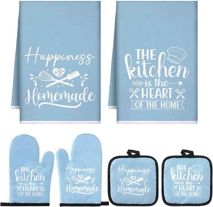 Sratte 6 Pcs Kitchen Decor Accessories Set Farmhouse Towels Pot Holders Oven by Sratte