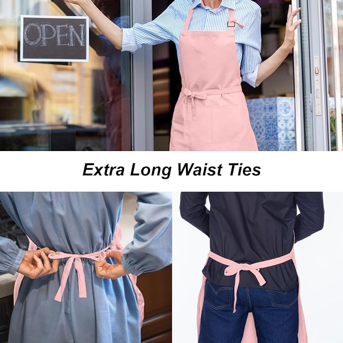15 Pcs Adult Aprons Bulk with Pockets Adjustable Bib Chef Apron - Image 4