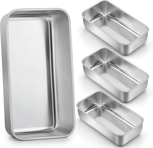LIANYU 4 Pack Loaf Pans for Baking Bread, 9x5 Inch Bread Pan, Stainless Steel Meatloaf Baking Loaf Tin for Homemade Banana Sourdough, Dishwasher Safe