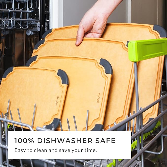 Elihome Essential Series 3-in-1 Cutting Board Set, Knife Friendly, Dishwasher - Image 4